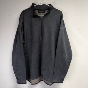 Under Armour Men's 2XL Heather Gray 1/4 Zip Pullover Logo Loose Polyester